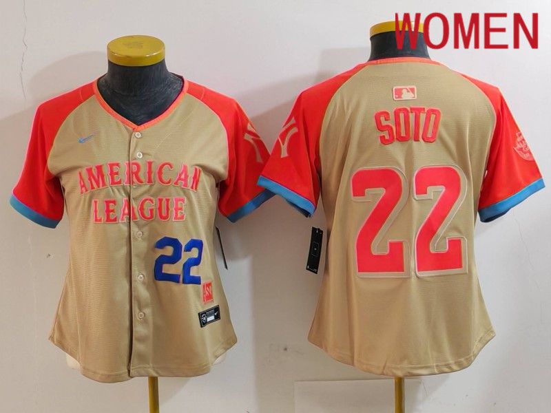 Women New York Yankees #22 Soto Orange All star 2024 Nike MLB Jersey style 4